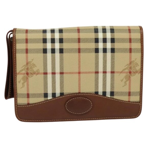 Burberry Handbags - Burberrys Nova Check Clutch Bag PVC Beige